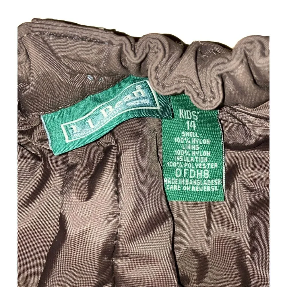 LL Bean Unisex Kids Thinsulate Snow Pants Size 14 Brown Pockets Extra Warmth‎
